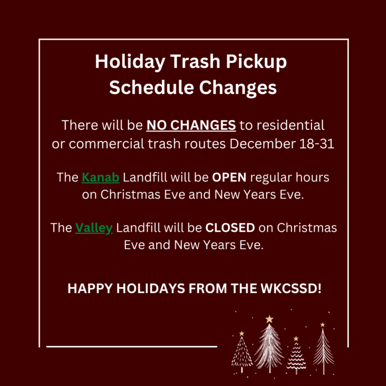 Holiday Schedule Western Kane County Special Services District